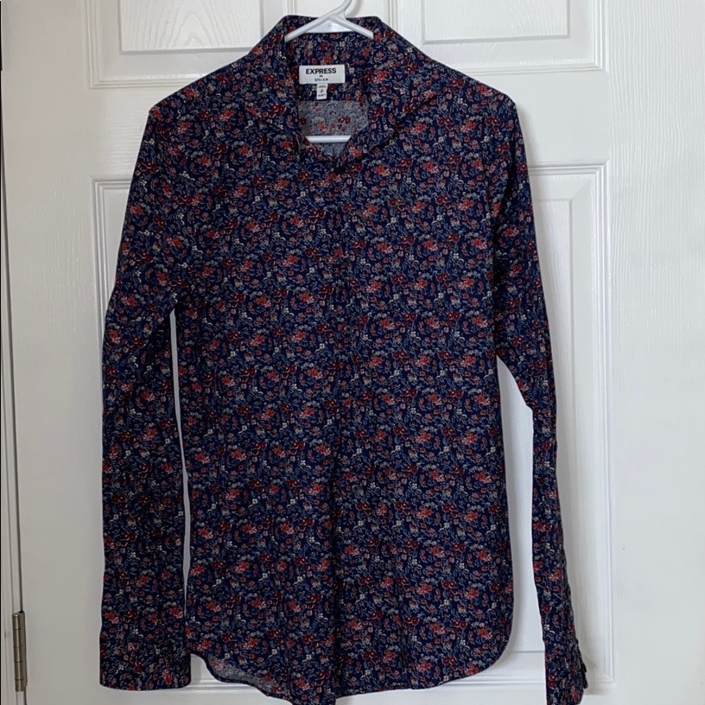 Express Extra Slim Floral Button Down Shirt
